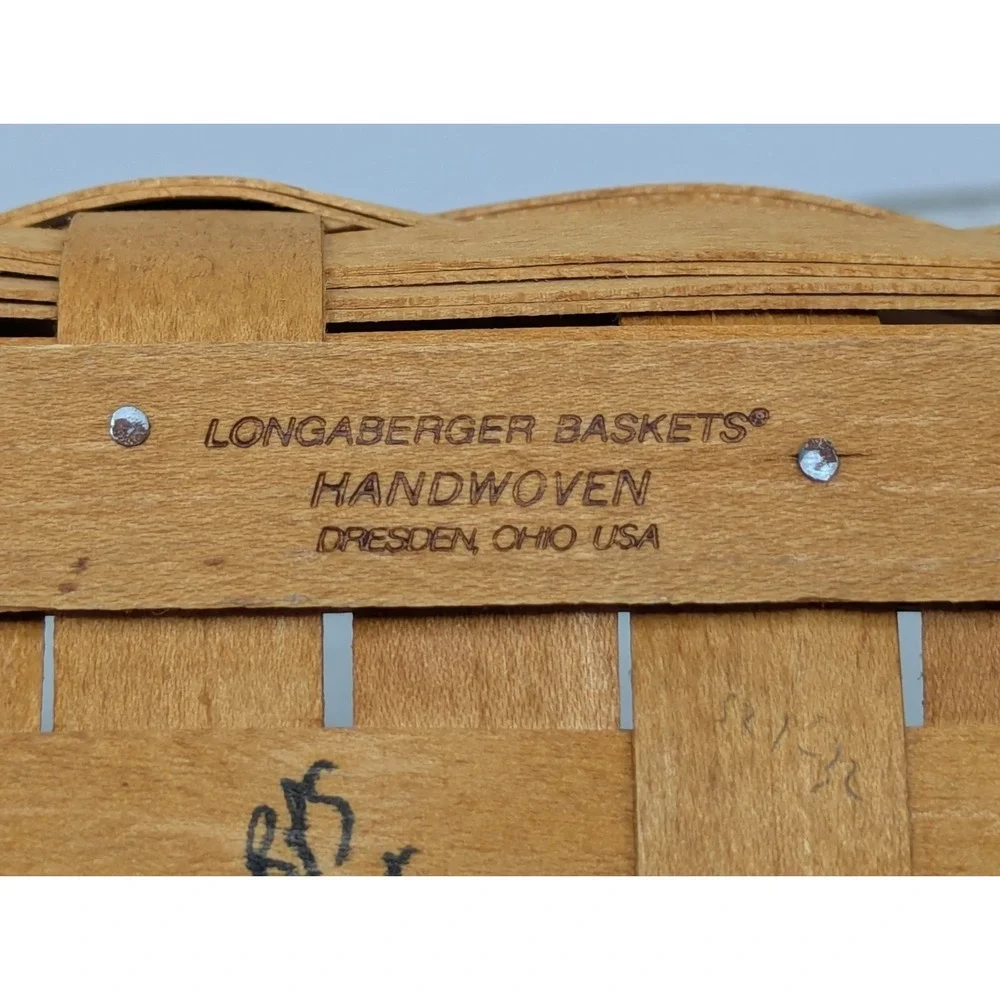 Longaberger Small double leather handle Basket 1995 about 5.25x6.5